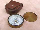 19th century explorers style  pocket compass by Francis Barker, with leather case.
